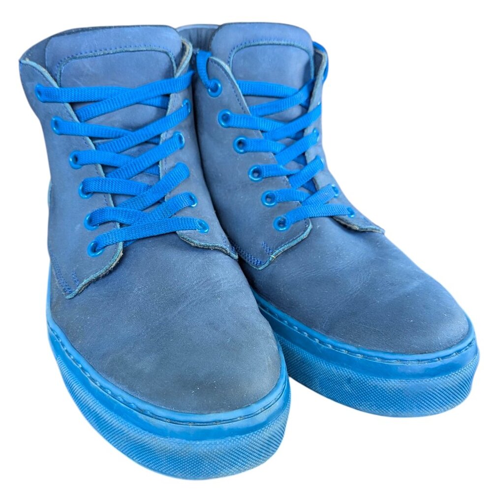 Goler Blue Leather High Top Sneakers - Men's Size 12